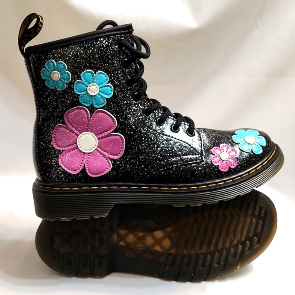 Dr. Martens 1460J Floral Glitter Patent Leather Lace-up boots (size 3) - Picture 4 of 14